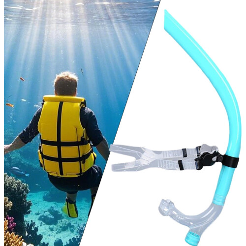 Swimming Snorkel for Lap Swimming  Training Push Strap  Cyan Blue 1