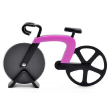 (Purple) Stainless Steel Pizza Cutter Bicycle Shaped Wheel Bicycle Roller Pizza Chopper Pizza Cutting Knife Kitchen Pizza Tools