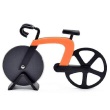 (Orange) Stainless Steel Pizza Cutter Bicycle Shaped Wheel Bicycle Roller Pizza Chopper Pizza Cutting Knife Kitchen Pizza Tools