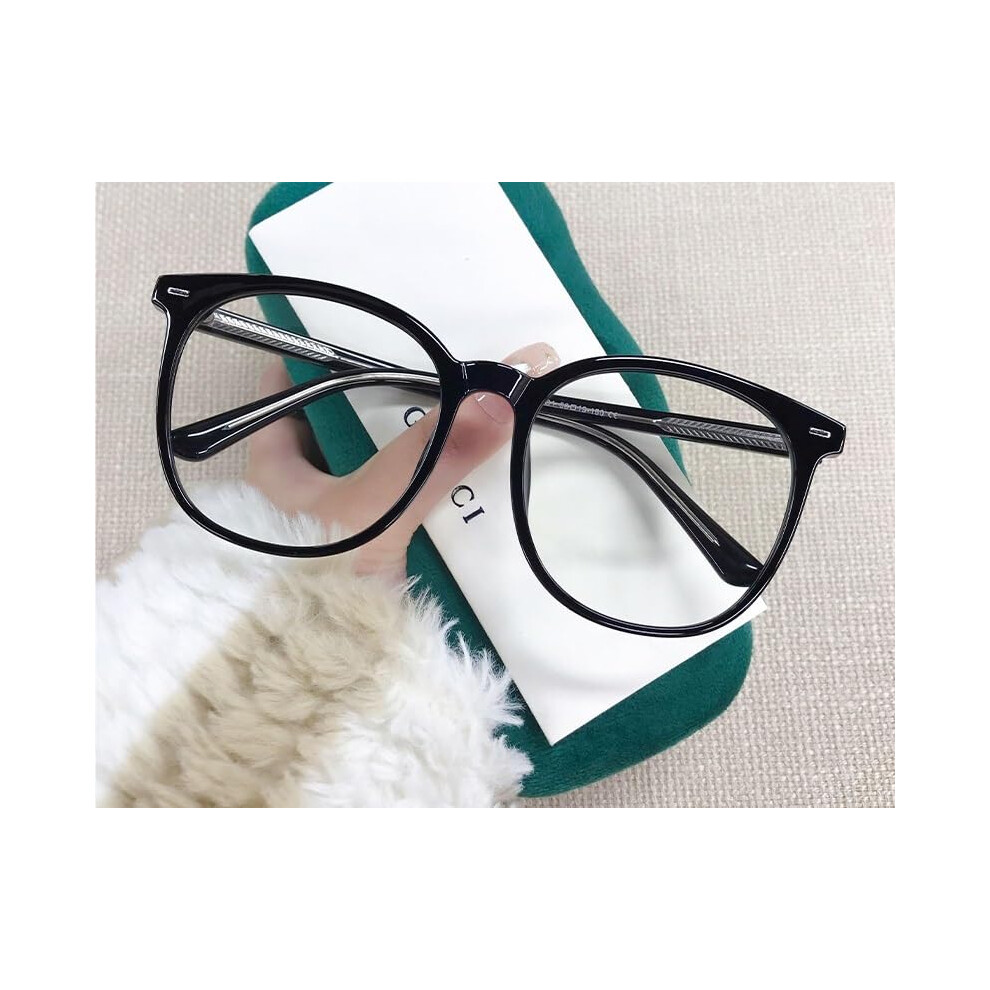 Blue/Light Oversized Reading Glasses Fatigue Relieve Computer Readers Blocking Flat Mirror Presbyopic Glasses (Color : Black, Size : 0.00)