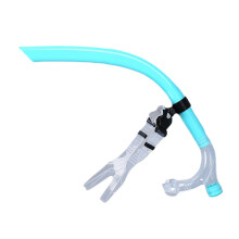 Dry snorkel, snorkel for swimming rounds  dry snorkel for swimming, silicone mouthpiece, training, diving equipment cyan blue
