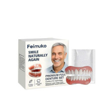 (2pcs) Full Denture Set, Silicone Dentures Set, Comfortable and Realistic False Teeth, Soft and Comfortable, Create Your Perfect Smile at Home