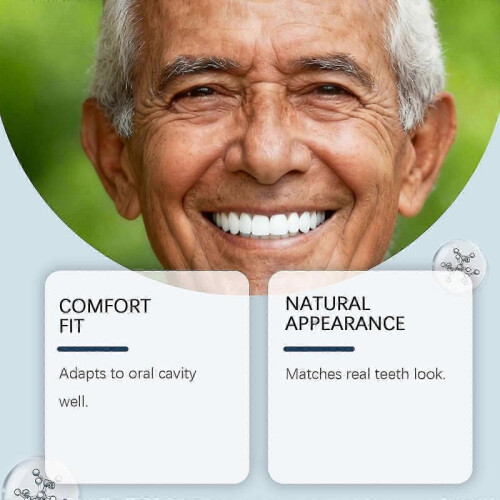 (2pcs) Full Denture Set, Silicone Dentures Set, Comfortable and Realistic False Teeth, Soft and Comfortable, Create Your Perfect Smile at Home 2