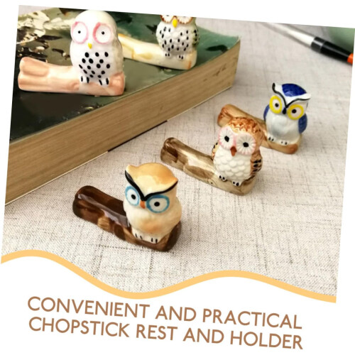 5 pieces owl chopstick holder ceramic 2