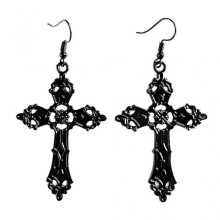 (Black)Gothic Punk Dangling Earrings Jewelry Accessories Cross Earrings Alloy Material