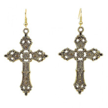 (Gold)Gothic Punk Dangling Earrings Jewelry Accessories Cross Earrings Alloy Material