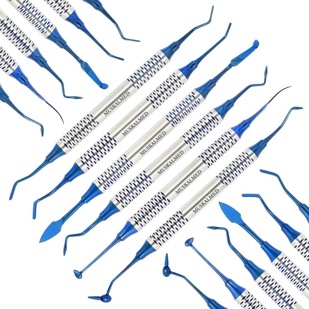Composite Instruments Dental Plastic Filling Tools Set 6Pcs Titanium Blue Restoration 9189345733642