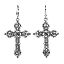 (Silver)Gothic Punk Dangling Earrings Jewelry Accessories Cross Earrings Alloy Material