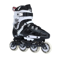 Speed Inline Skates, Indoor, Outdoor, Single Row, 4 Wheels, Roller Skates, Women Men, Comfortable 44 Black
