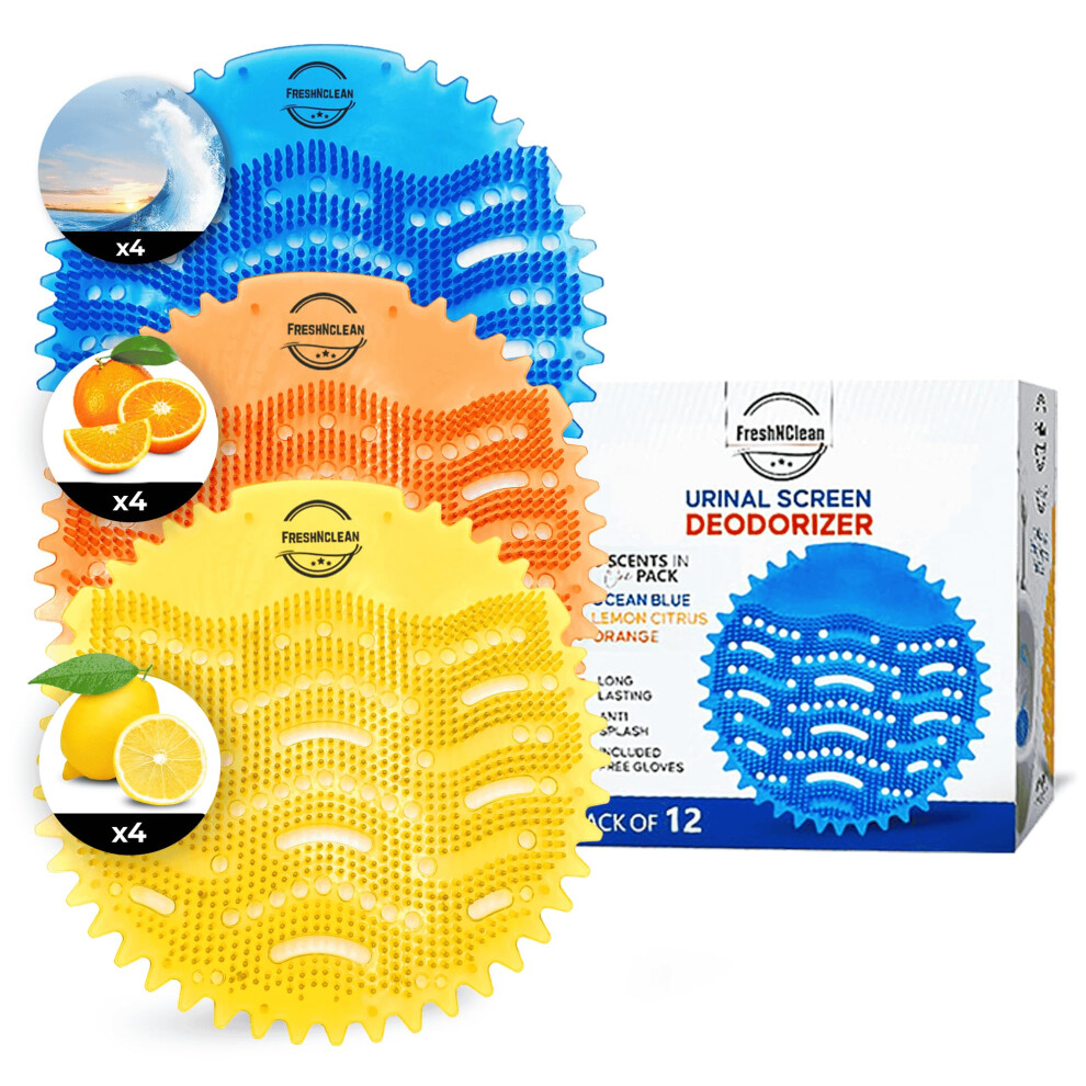 Urinal Screen Deodorizer With Gloves 3D Wave Enzymatic Antisplash Urinal Cakes 30 Days Odor Protection 9412369535405