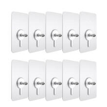 10 x Nonmarking Hooks, Screw Wall Hangers, Towel Hooks, Wire for Hanging Pictures, Wall Hooks