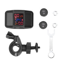 Draadloos bandenspanningscontrolesysteem (TPMS) voor motorfietsen met LCD-display, realtime monitoring, externe sensoren, Bluetooth-temperatuursensor