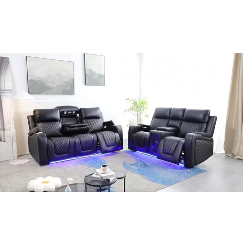 Florida 3 + 2 Black Electric Recliner Sofa Set