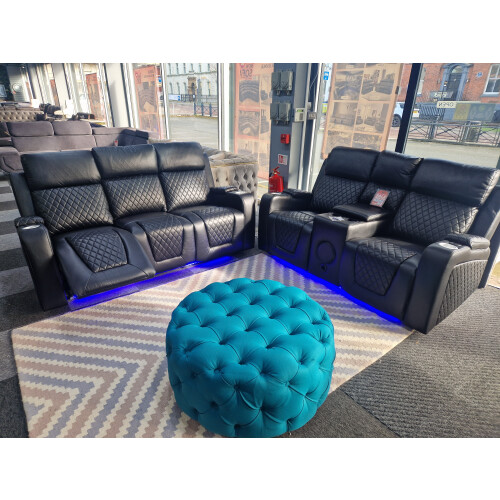 Florida 3 + 2 Black Electric Recliner Sofa Set 1