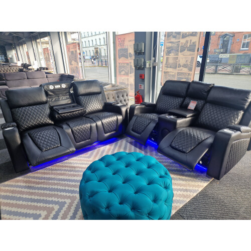Florida 3 + 2 Black Electric Recliner Sofa Set 2