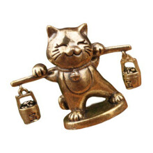 Antieke metalen Fortune Cats standbeeld miniatuur beeldje