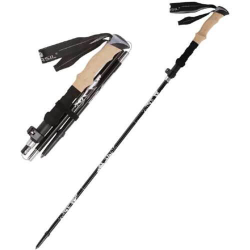 Nordic Walking Poles, Foldable, with Ergonomic Hand Strap, 12 Tips, Black 1