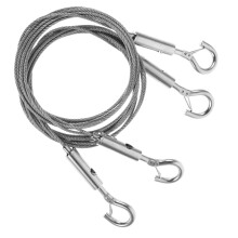 Wire Rope with Hook, Adjustable with Hooks, 2 Picture Rails, Hanging Set, Silver