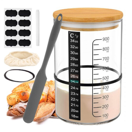 Glasses for Sourdough Starter, Bread Starter Jar  Glass Fermentation Set