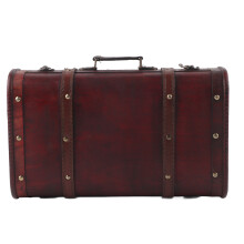Vintage Decorative Wooden Storage Chest, Old-Fashioned Hardware Adds To Antique Look, For Home Decor And Organizing