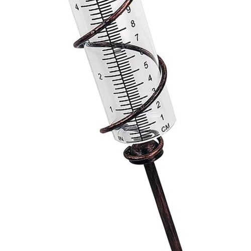 Rain gauge with glass and metal construction, double scale values 2