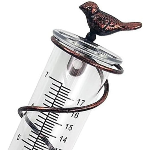 Rain gauge with glass and metal construction, double scale values 1