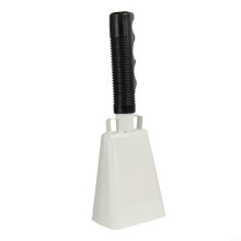 White Steel Cow Bell with Handle for Parties Sports Events Cheering