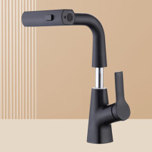 Bathroom Waterfall Washbasin Tap with Shower with 2 Jet Types Single Lever Mixer Tap Liftable Black