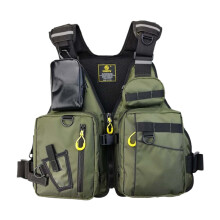 Fly fishing vest with adjustable waistband and zipper, fishing jackets with reflective strips for kayak swimming (E)