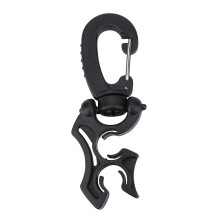 Diving Hose Clip Holder, Black Double BCD Hose Holder, Clip with Snap Hook Buckle for Dive Regulators, Green, Holds 2 Hoses (Black)