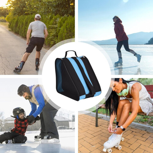 Ice Skating Bag with Strap and Handle, Skate Carrying Case Blue 2