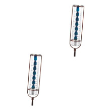 2 x Wrought Iron Rain Knife Lawn Hose Solar Lights Outdoor Stake Light Brown Glass