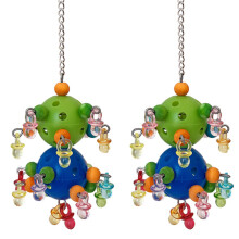 5pcs Pet Bird Bites Toy Parrots Chew Swing-Green and blue balls