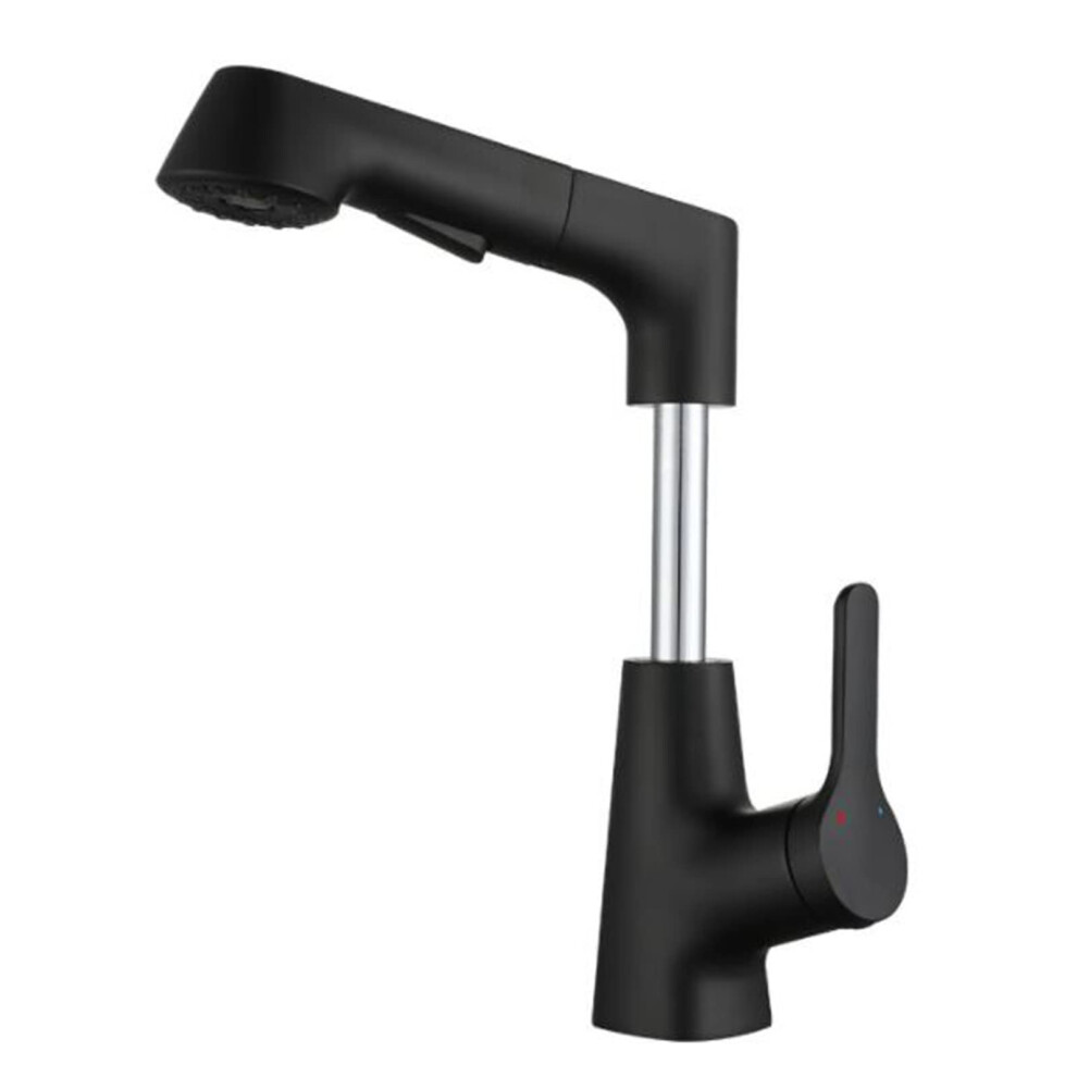 Faucet With Pullout Spray Swivel Telescope Hot And Cold Multifunction Bathroom Faucets Grey (Black) Grey 9412369542274