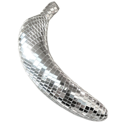 Sparkling Banana Shape Figurine Fruit Statue Reflective-Silver