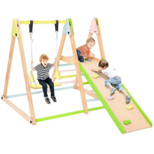 Structuur Klimwand 4 in 1 - GINGER HOME - Schommel - Glijbaan - Klimwand