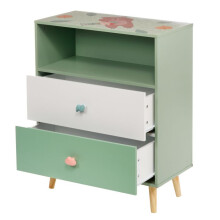 Meuble de Rangement Enfant GINGER HOME FOREST, Armoire avec 2 Tiroirs et Étagère, Design Ours, Bois MDF et Pin, 60x30x75 cm