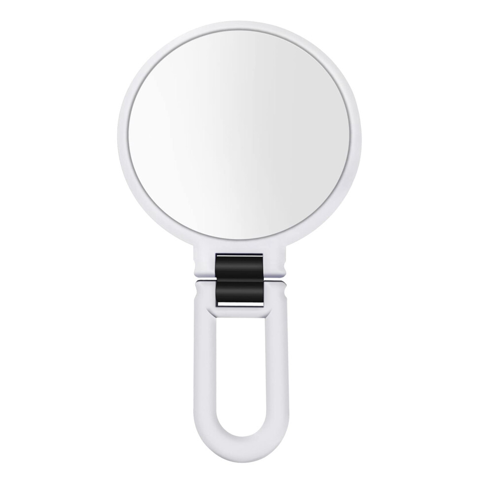 Hand mirror with 10x and 15x magnification, foldable handle, doublesided, portable, travel magnification, hand mirror, stand, makeup mirror