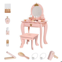 Peluquera Infantil - GINGER HOME - Madera Maciza - Espejo Ovalado - Accesorios Incluidos