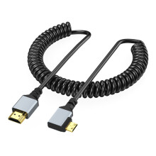 4K60Hz Coiled Video Cable 90 Degree Angled Option-Bend right