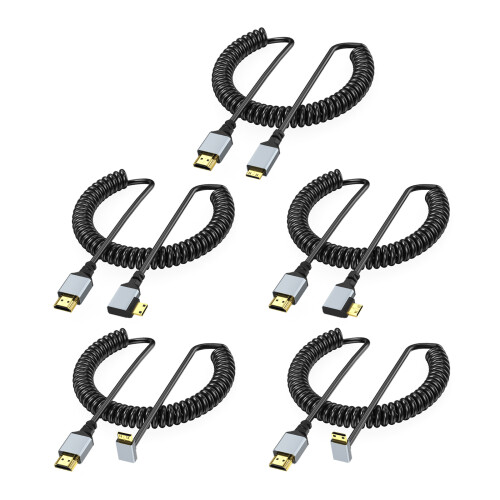 4K60Hz Coiled Video Cable 90 Degree Angled Option-Bend right 1