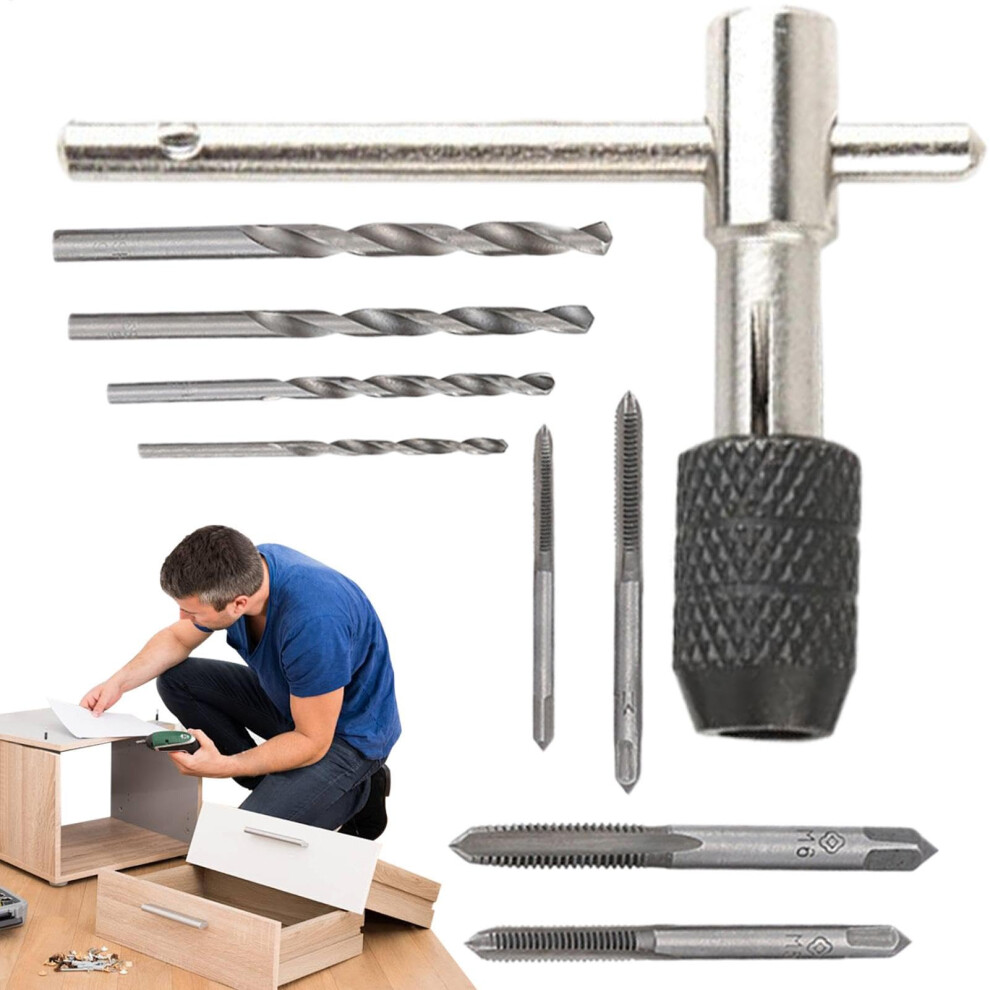 Tap Set Metric Â M3m6 Tap Set Metric And Standard, Tap 9Piece Tap Set, Tap Handle Tool 2.5/3.3/4.2/5 Mm Threading Set 9365049522786