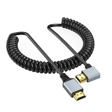 Câble enroulé de Port HDTV 4K mâle à mâle,-Plier à droite