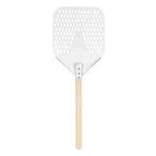 Perforated Pizza Turning Peel With Wooden Handle Preventing Sticking