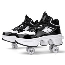 2 in 1 Roller Skate Trainers Unisex Retractable Wheels Outdoor Fun Fitness Kick Roller Shoes 33
