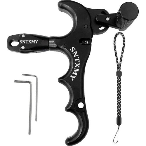 (4 finger black, one-size) 360 Rotatable Three-finger Bow Release Tool, Bow Release Trigger for Compound Bow, Archery Release Aid Tool,
