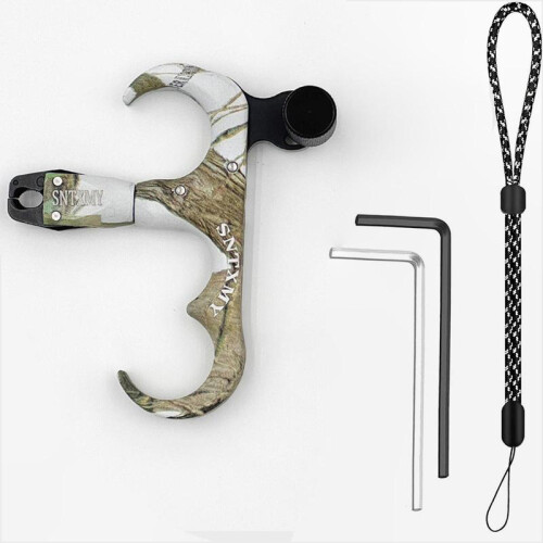 (3 finger camouflage, one-size) 360 Rotatable Three-finger Bow Release Tool, Bow Release Trigger for Compound Bow, Archery Release Aid Tool, 2
