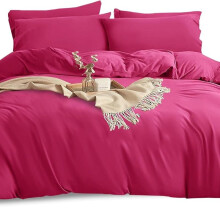 (Pink, King) Soft Microfiber Plain Dyed Reversible Duvet Set with Pillow cases - Hypoallergenic Ultrasoft Double Bedding Quilt Cove