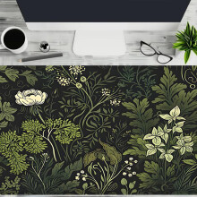 (Green, 23.6*11.8inches(60X30cm)) Creative Plant Pattern Mouse Pad, Rectangle Gaming Mouse Pad, Non-slip Rubber Base Stitched Edge Desk Keyboard Mat