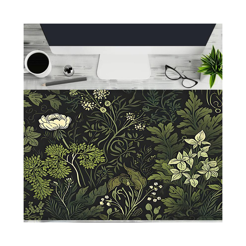 (, 23.6*11.8Inches(60X30cm)) Creative Plantâ Pattern Mouse Pad, Rectangle Gaming Mouse Pad, Non-Slip Rubber Base Stitched Edge Desk Keyboard Mat Green 5042208024698
